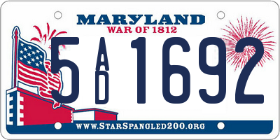 MD license plate 5AD1692