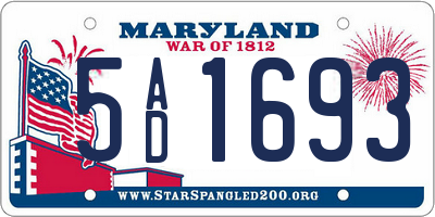 MD license plate 5AD1693
