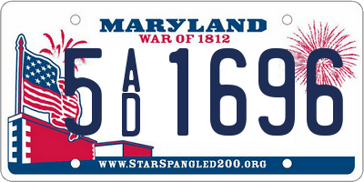 MD license plate 5AD1696