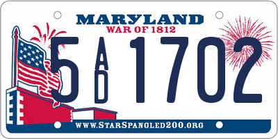 MD license plate 5AD1702