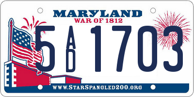 MD license plate 5AD1703