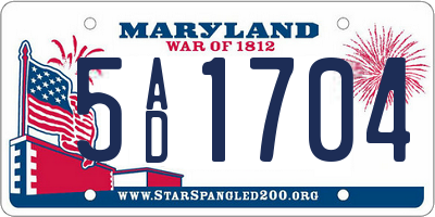 MD license plate 5AD1704