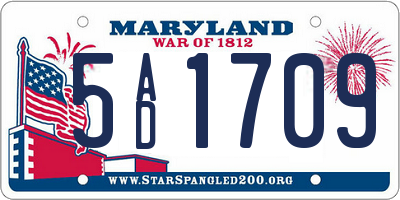 MD license plate 5AD1709