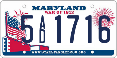 MD license plate 5AD1716