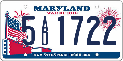 MD license plate 5AD1722
