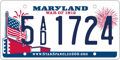 MD license plate 5AD1724