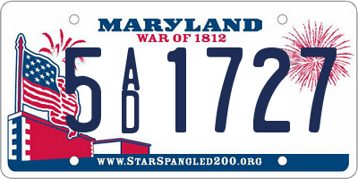 MD license plate 5AD1727
