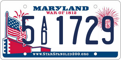 MD license plate 5AD1729