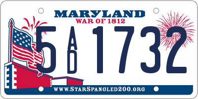 MD license plate 5AD1732
