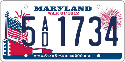 MD license plate 5AD1734