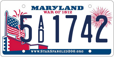 MD license plate 5AD1742