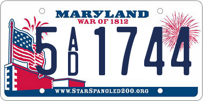 MD license plate 5AD1744