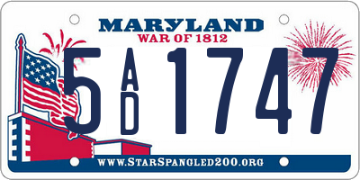 MD license plate 5AD1747