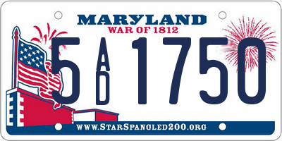 MD license plate 5AD1750