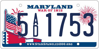 MD license plate 5AD1753