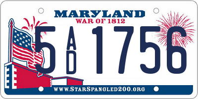 MD license plate 5AD1756