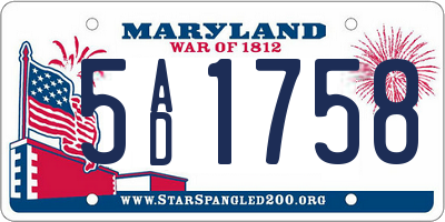 MD license plate 5AD1758