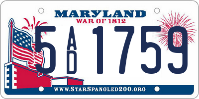 MD license plate 5AD1759