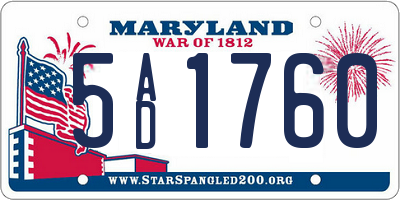 MD license plate 5AD1760