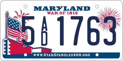 MD license plate 5AD1763