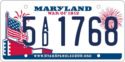 MD license plate 5AD1768