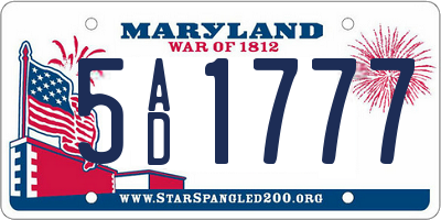 MD license plate 5AD1777