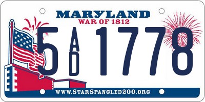 MD license plate 5AD1778
