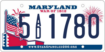 MD license plate 5AD1780