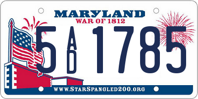 MD license plate 5AD1785
