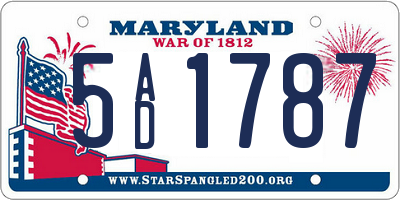 MD license plate 5AD1787