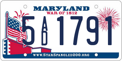 MD license plate 5AD1791