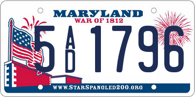 MD license plate 5AD1796