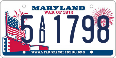 MD license plate 5AD1798
