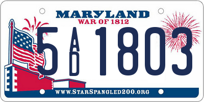 MD license plate 5AD1803