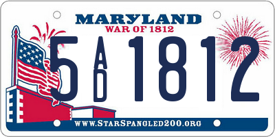 MD license plate 5AD1812