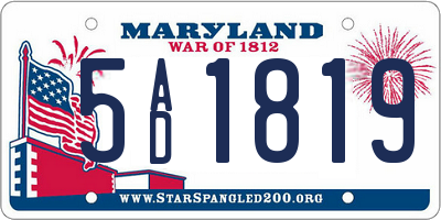MD license plate 5AD1819