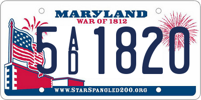 MD license plate 5AD1820