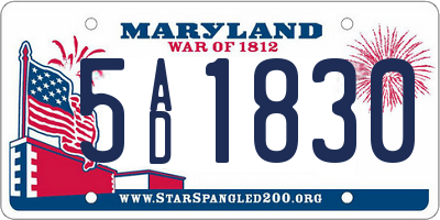 MD license plate 5AD1830