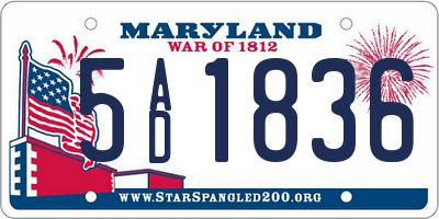 MD license plate 5AD1836