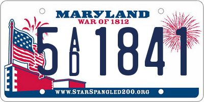 MD license plate 5AD1841