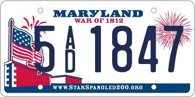 MD license plate 5AD1847