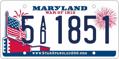 MD license plate 5AD1851