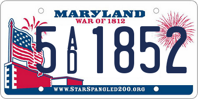 MD license plate 5AD1852