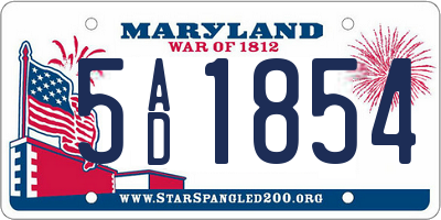 MD license plate 5AD1854