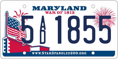 MD license plate 5AD1855