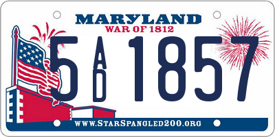 MD license plate 5AD1857