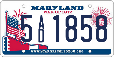 MD license plate 5AD1858