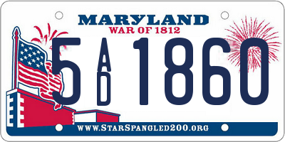 MD license plate 5AD1860