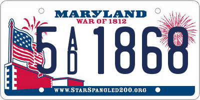 MD license plate 5AD1868