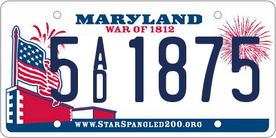 MD license plate 5AD1875